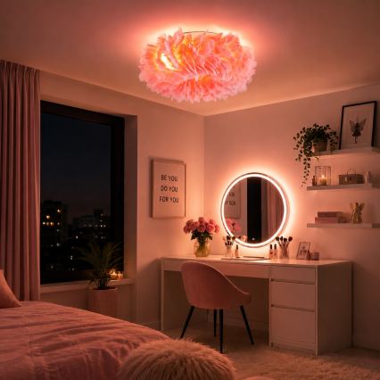 BRILAGI - Lámpara de techo FEATHER 3xE27/40W/230V Ø 40 cm rosa