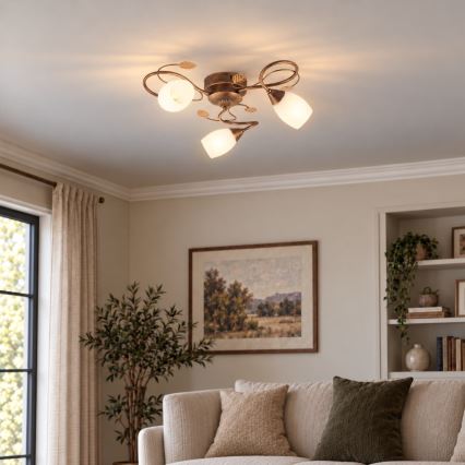 BRILAGI - Lámpara de techo GRACE 3xE27/40W/230V Ø 53 cm pátina/cobre