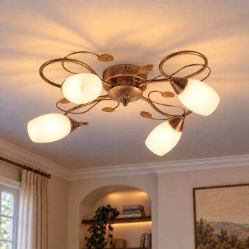 BRILAGI - Lámpara de techo GRACE 4xE27/40W/230V diámetro 68 cm pátina/cobre