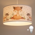 Brilagi - Lámpara de techo infantil LED colgante con cable BOBO 1xE27/60W/230V Ø 35 cm blanco/motivos de animales