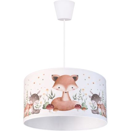 Brilagi - Lámpara de techo infantil LED colgante con cable BOBO 1xE27/60W/230V Ø 35 cm blanco/motivos de animales