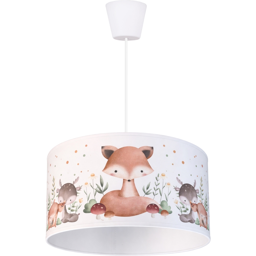 Brilagi - Lámpara de techo infantil LED colgante con cable BOBO 1xE27/60W/230V Ø 35 cm blanco/motivos de animales