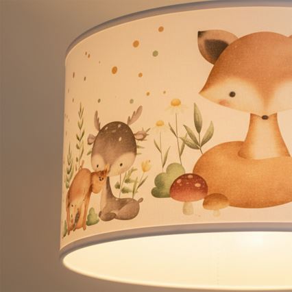 Brilagi - Lámpara de techo infantil LED colgante con cable BOBO 1xE27/60W/230V Ø 35 cm blanco/motivos de animales