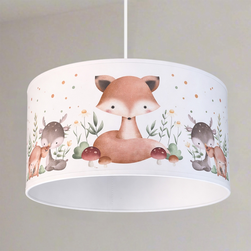 Brilagi - Lámpara de techo infantil LED colgante con cable BOBO 1xE27/60W/230V Ø 35 cm blanco/motivos de animales