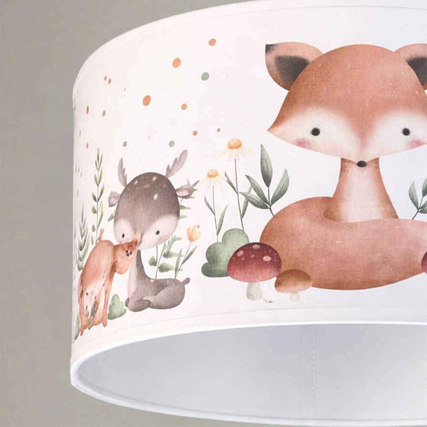 Brilagi - Lámpara de techo infantil LED colgante con cable BOBO 1xE27/60W/230V Ø 35 cm blanco/motivos de animales