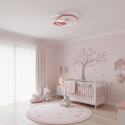 Brilagi - Lámpara de techo infantil LED LOVE 48W/230V 3000/4500/6000K rosa