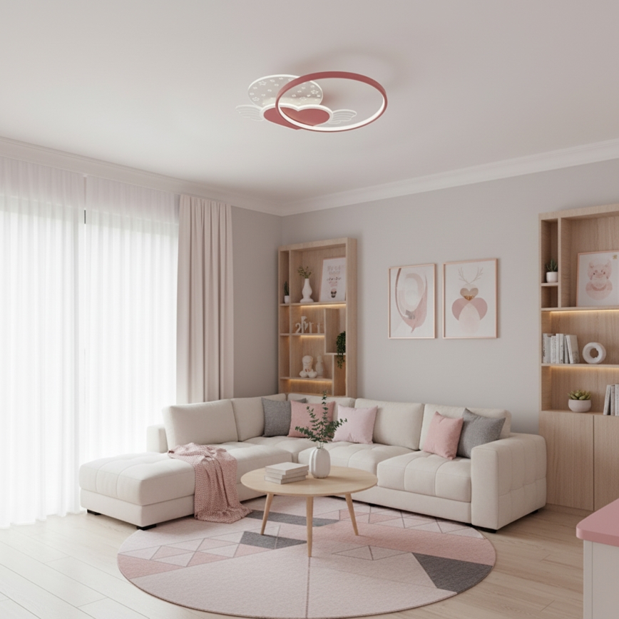 Brilagi - Lámpara de techo infantil LED LOVE 48W/230V 3000/4500/6000K rosa