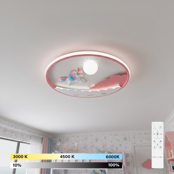 Brilagi - Lámpara de techo infantil LED regulable UNICORN LED/68W/230V 3000-6000K Ø 49 cm + mando a distancia