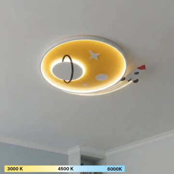 Brilagi - Lámpara de techo infantil LED STARSHIP LED/64W/230V 3000/4500/6000K amarilla