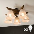 Brilagi - Lámpara de techo LED ANTHONY de superficie 5xE14/40W/230V roble nogal/beige