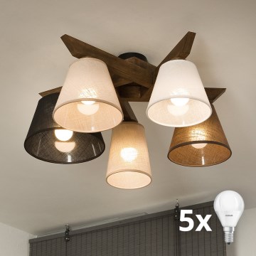 Brilagi - Lámpara de techo LED ANTHONY de superficie 5xE14/40W/230V roble nogal