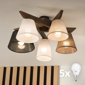 Brilagi - Lámpara de techo LED ANTHONY de superficie 5xE14/40W/230V roble nogal