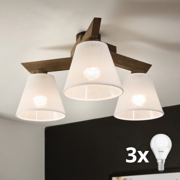 Brilagi - Lámpara de techo LED ANTHONY empotrada 3xE14/40W/230V roble nogal/blanco