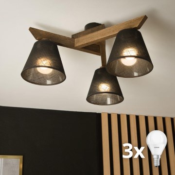 Brilagi - Lámpara de techo LED ANTHONY empotrada 3xE14/40W/230V roble nogal/negro