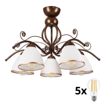 Brilagi - Lámpara de techo LED ANTICO 5xE27/60W/230V pátina de bronce