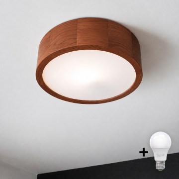 Brilagi - Lámpara de techo LED CARVALHO 1xE27/15W/230V acabado roble-cerezo, diámetro 27 cm