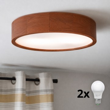 Brilagi - Lámpara de techo LED CARVALHO 2xE27/15W/230V roble cerezo Ø 37 cm