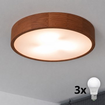Brilagi - Lámpara de techo LED CARVALHO 3xE27/15W/230V roble/cerezo, diámetro 47 cm