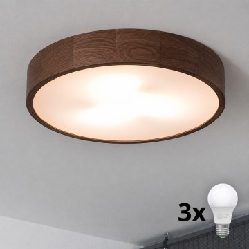Brilagi - Lámpara de techo LED CARVALHO 3xE27/60W/230V roble nogal Ø 47 cm