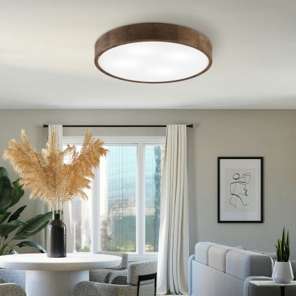 Brilagi - Lámpara de techo LED CARVALHO 4xE27/60W/230V, acabado roble/nogal, diámetro 57,5 cm