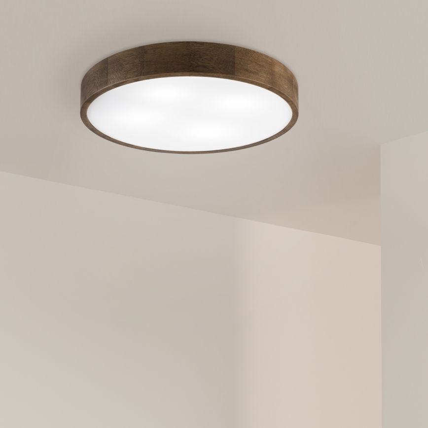 Brilagi - Lámpara de techo LED CARVALHO 4xE27/60W/230V, acabado roble/nogal, diámetro 57,5 cm