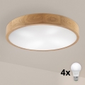 Brilagi - Lámpara de techo LED CARVALHO 4xE27/60W/230V roble, Ø 57,5 cm