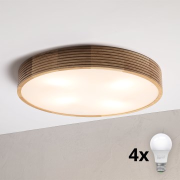 Brilagi - Lámpara de techo LED CARVALHO MODERN 4xE27/60W/230V roble Ø 57,5 cm