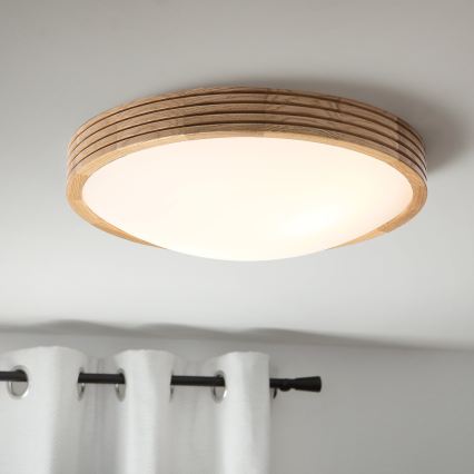 Brilagi - Lámpara de techo LED CARVALHO MODERN SLIM 2xE27/60W/230V Ø 37,5 cm roble