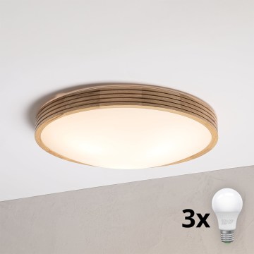 Brilagi - Lámpara de techo LED CARVALHO MODERN SLIM 3xE27/60W/230V Ø 47,5 cm roble