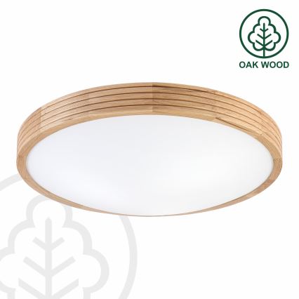 Brilagi - Lámpara de techo LED CARVALHO MODERN SLIM 3xE27/60W/230V Ø 47,5 cm roble