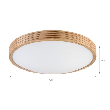 Brilagi - Lámpara de techo LED CARVALHO MODERN SLIM 3xE27/60W/230V Ø 47,5 cm roble