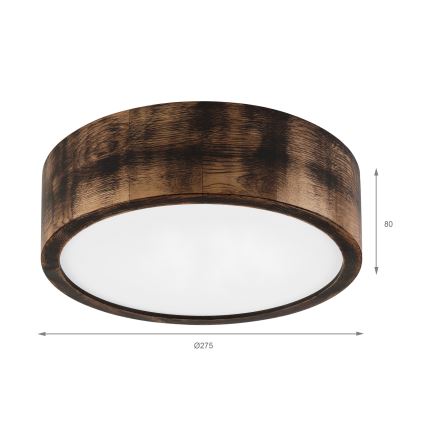 Brilagi - Lámpara de techo LED CARVALHO SMOKEY LED/20W/230V roble, Ø 27,5 cm