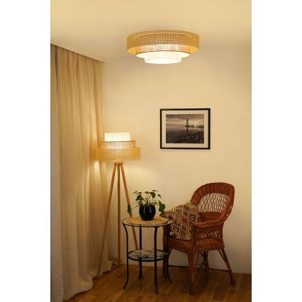 Brilagi - Luminaria de techo LED CEDAR LUNETA LED/26W/230V Ø 60 cm ratán/marrón/crema