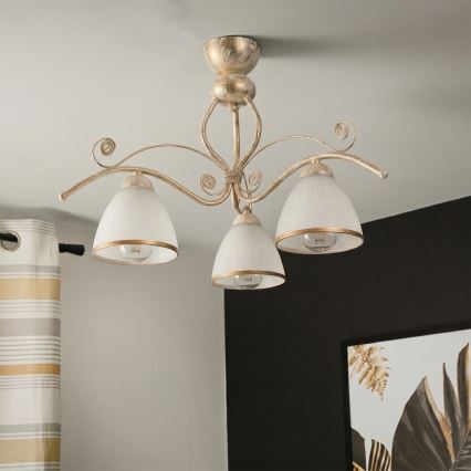 Brilagi - Lámpara de techo LED de montaje en superficie ANTICO 3xE27/60W/230V pátina blanca