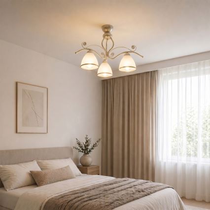 Brilagi - Lámpara de techo LED de montaje en superficie ANTICO 3xE27/60W/230V pátina blanca