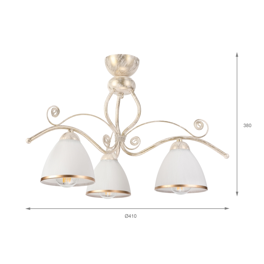 Brilagi - Lámpara de techo LED de montaje en superficie ANTICO 3xE27/60W/230V pátina blanca