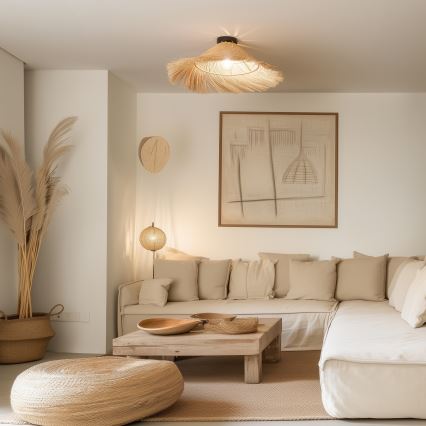 Brilagi - Lámpara de techo LED de montaje en superficie CERIA BOHO 1xE27/40W/230V Ø 100 cm ratán