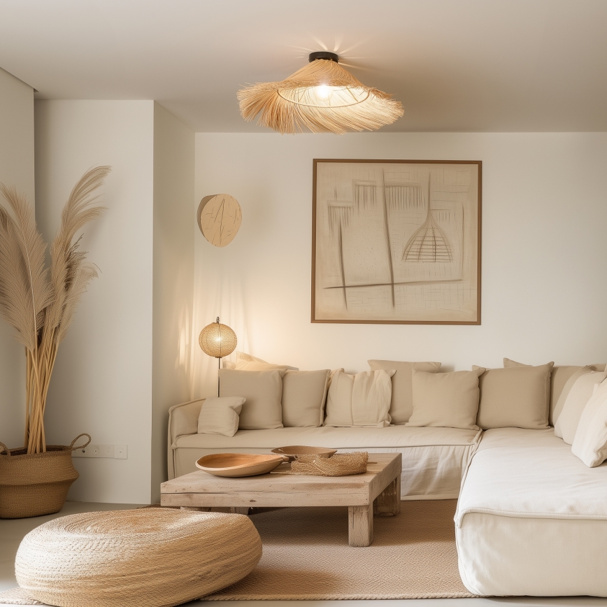 Brilagi - Lámpara de techo LED de montaje en superficie CERIA BOHO 1xE27/40W/230V Ø 100 cm ratán