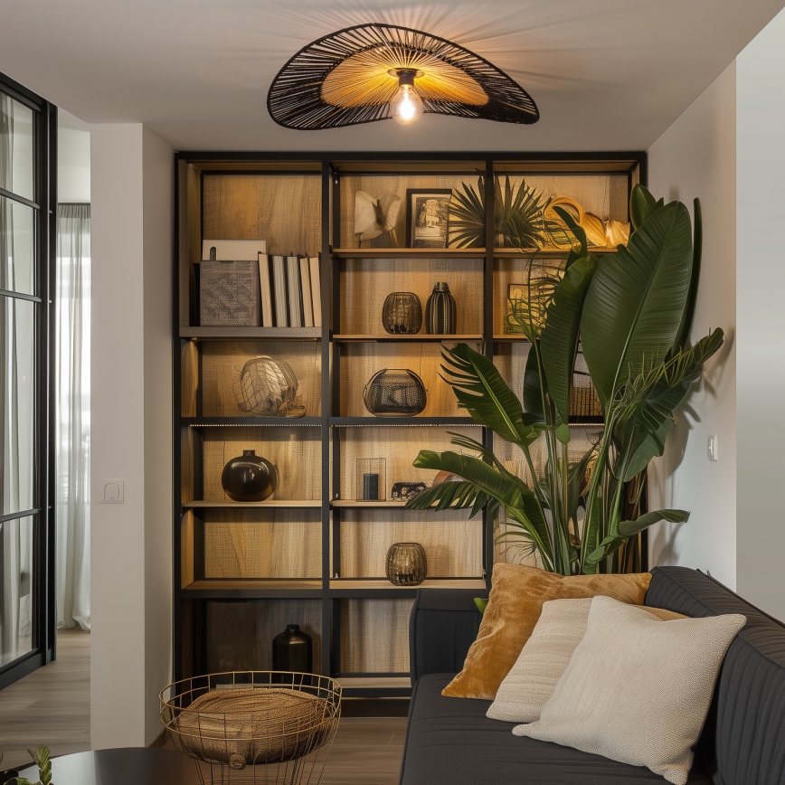 Brilagi - Lámpara de techo LED de montaje en superficie CERIA BOHO 1xE27/40W/230V Ø 80 cm negro/marrón