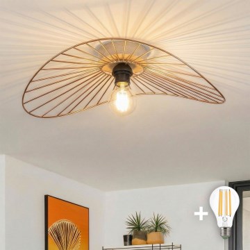 Brilagi - Lámpara de techo LED de montaje en superficie CERIA WIRE 1xE27/40W/230V 40x56 cm bronce/roble