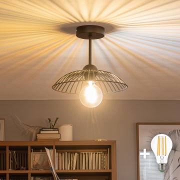 Brilagi - Lámpara de techo LED de montaje en superficie CERIA WIRE 1xE27/60W/230V, diámetro 26 cm, negra