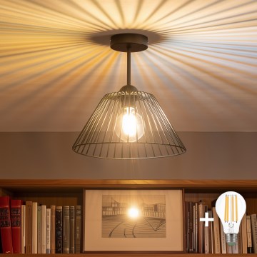 Brilagi - Lámpara de techo LED de montaje en superficie CERIA WIRE 1xE27/60W/230V, diámetro 30 cm, negra