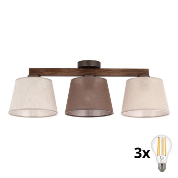 BRILAGI - Lámpara de techo LED de montaje en superficie LATTE SABIA 3xE27/15W/230V pino/mixto