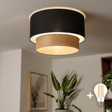 Brilagi - Lámpara de techo LED de superficie CERIA 1xE27/40W/230V diámetro 50 cm negro/beige