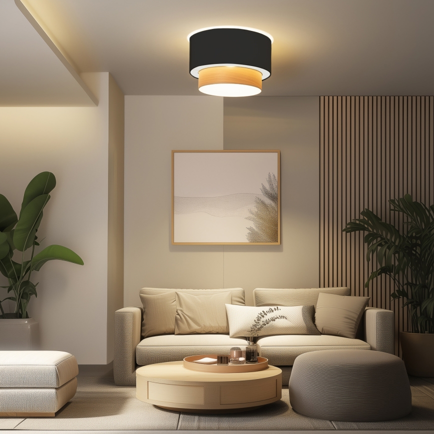 Brilagi - Lámpara de techo LED de superficie CERIA 1xE27/40W/230V diámetro 50 cm negro/beige