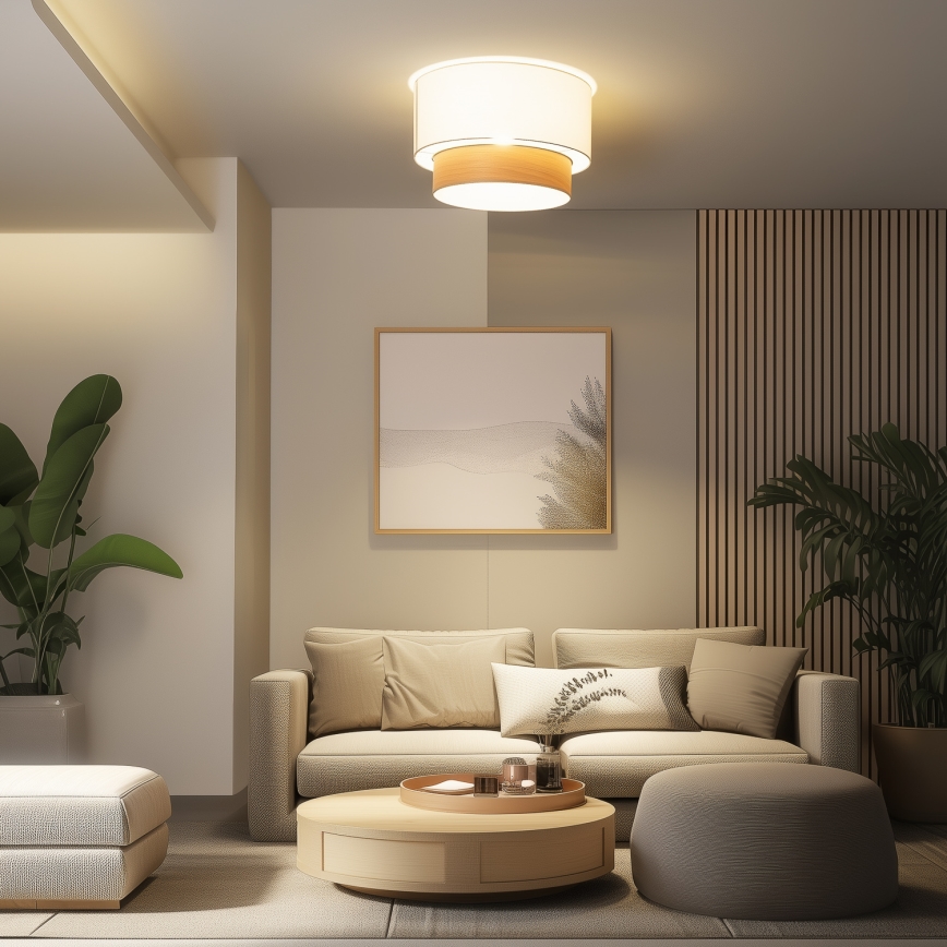 Brilagi - Lámpara de techo LED de superficie CERIA 1xE27/40W/230V Ø 50 cm blanco/beige