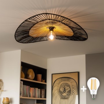 Brilagi - Lámpara de techo LED de superficie CERIA BOHO 1xE27/40W/230V Ø 50 cm negro/marrón