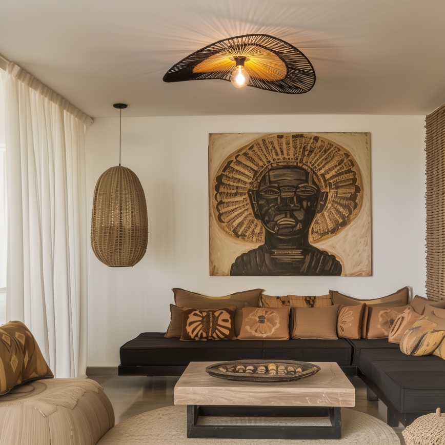 Brilagi - Lámpara de techo LED de superficie CERIA BOHO 1xE27/40W/230V Ø 50 cm negro/marrón