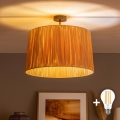 BRILAGI - Lámpara de techo LED de superficie CERIA BOHO 1xE27/60W/230V diámetro 50 cm negro/rafia
