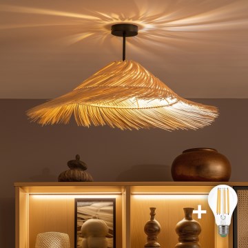 Brilagi - Lámpara de techo LED de superficie CERIA BOHO 1xE27/60W/230V Ø 70 cm negro/beige